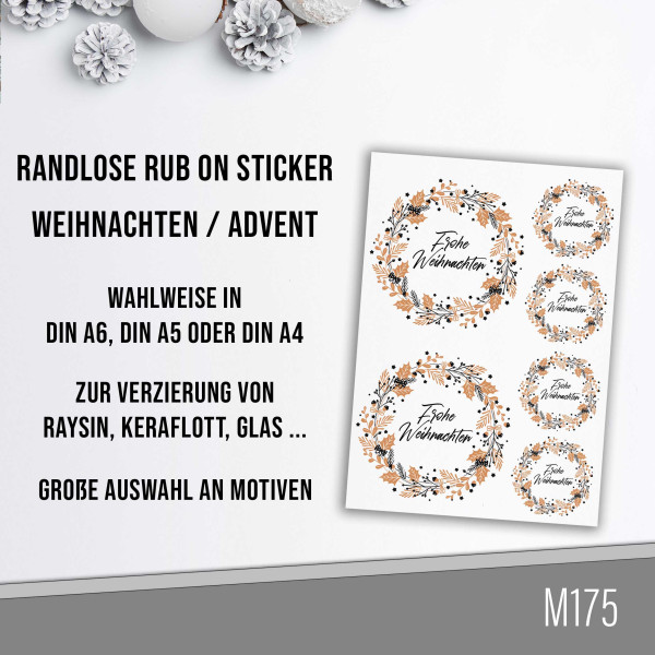 randlose Rub-on Sticker M175 frohe Weihnachten 04