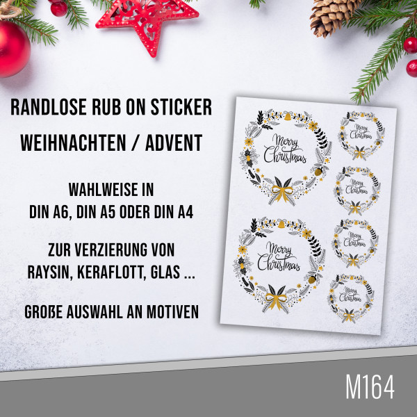 randlose Rub-on Sticker M164 Kranz Merry Christmas 02