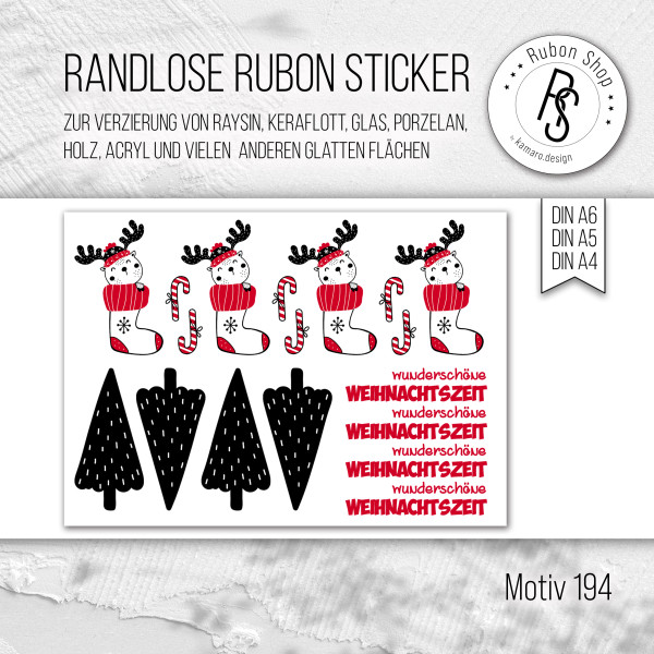 randlose Rub-on Sticker M194 wundervolle Weihnachtszeit