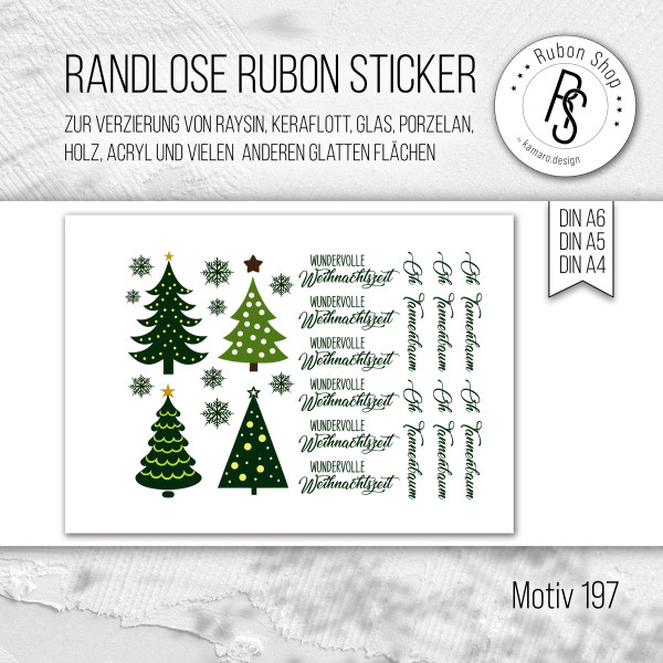 randlose Rub-on Sticker M197 Weihnachtsbäume-Copy