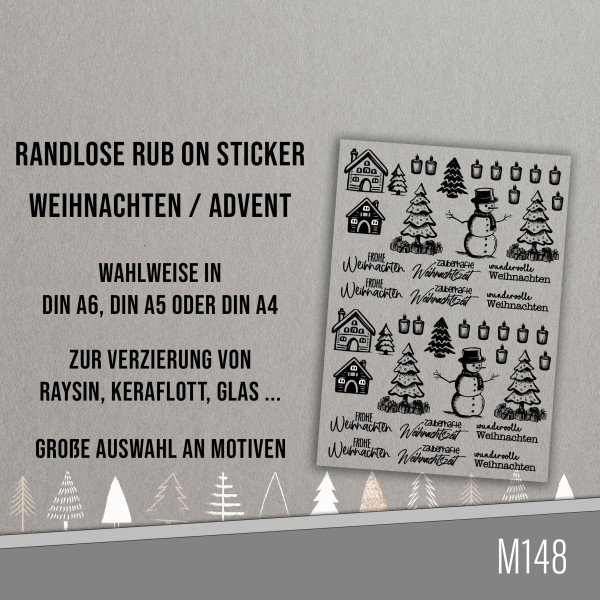 randlose Rub-on Sticker M148 Weihnachtsmix