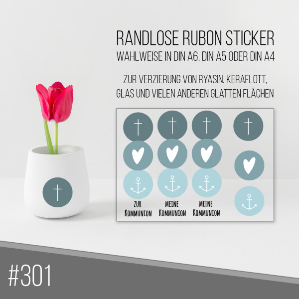 randlose Rub-on Sticker M301 Kommunion