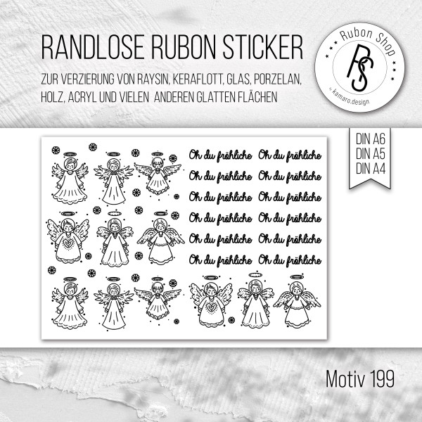 randlose Rub-on Sticker M199 Engel - Oh du fröhliche