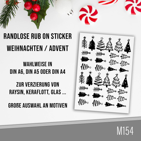 randlose Rub-on Sticker M154 Weihnachtsbäume