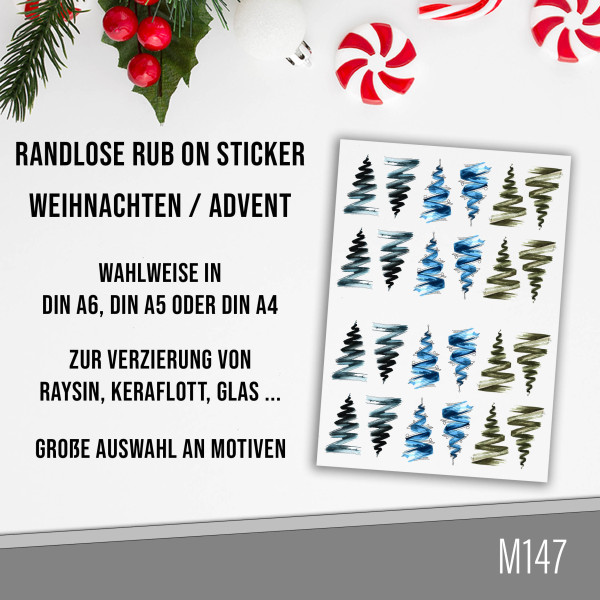 randlose Rub-on Sticker M147 Weihnachtsbäume 02