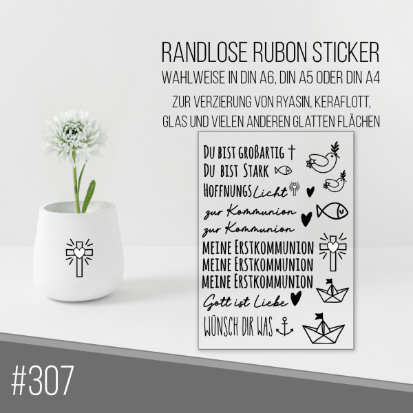 randlose Rub-on Sticker M307 Kommunion