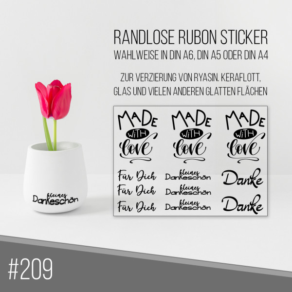 randlose Rub-on Sticker M209 Made with love, Handmade