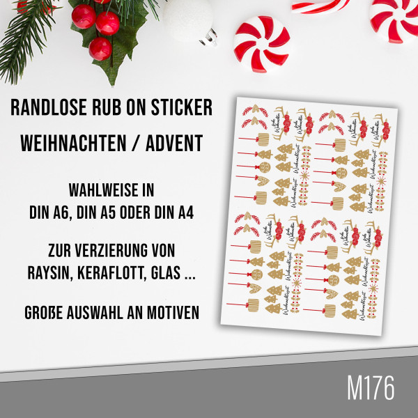 randlose Rub-on Sticker M176 Weihnachten