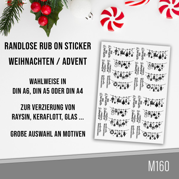 randlose Rub-on Sticker M160 Girlanden Weihnachten