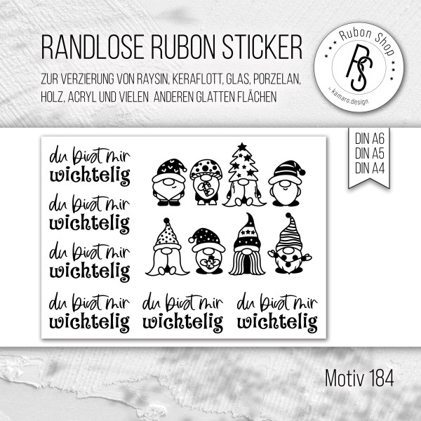 randlose Rub-on Sticker M184 Du bist mir wichtelig