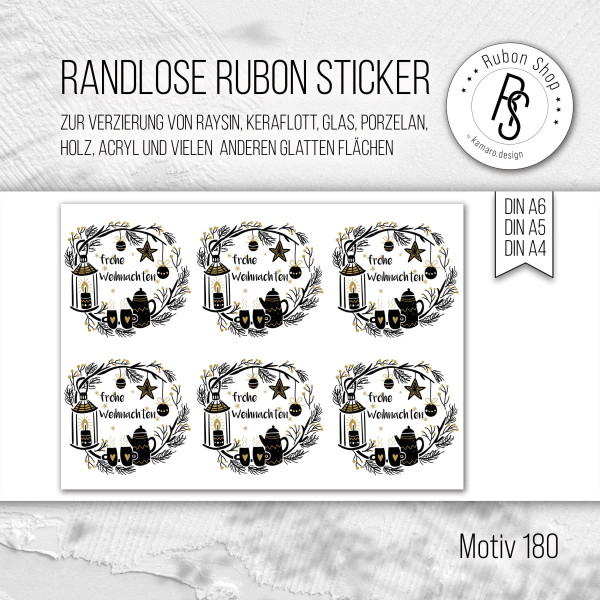 randlose Rub-on Sticker M180 frohe Weihnachten