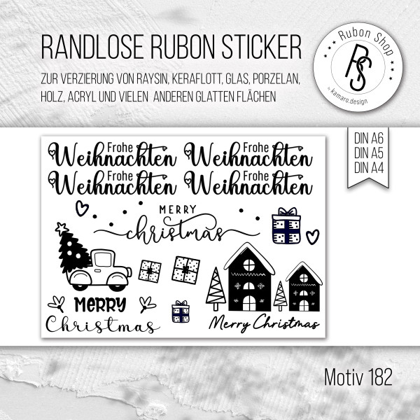 randlose Rub-on Sticker M182 Weihnachtsmix