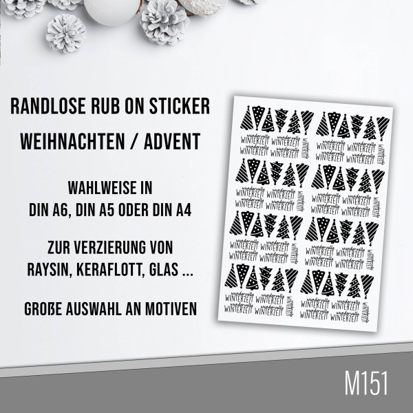 randlose Rub-on Sticker M151 Weihnachtsbäume