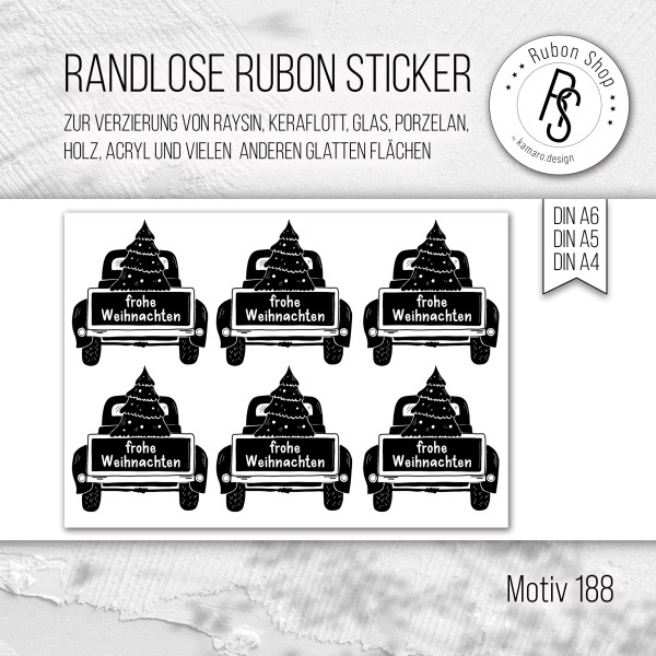 randlose Rub-on Sticker M188 Pickup mit Weihnachtsbaum