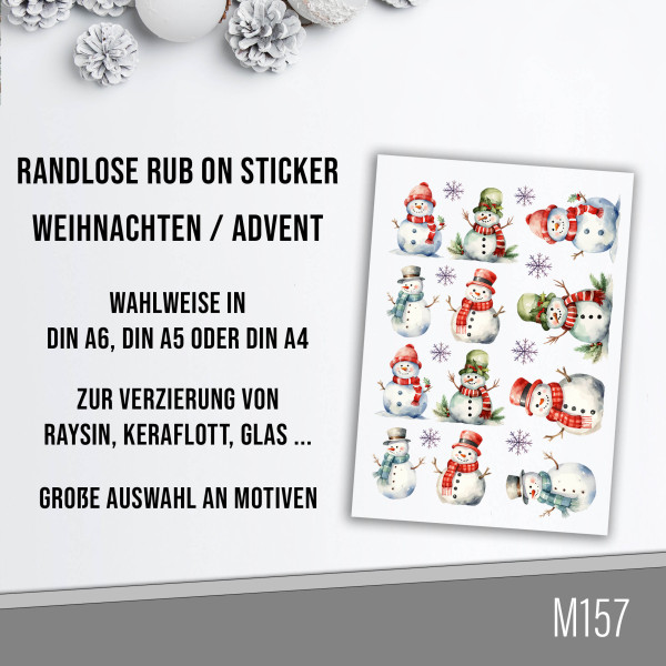 randlose Rub-on Sticker M157 Schneemänner