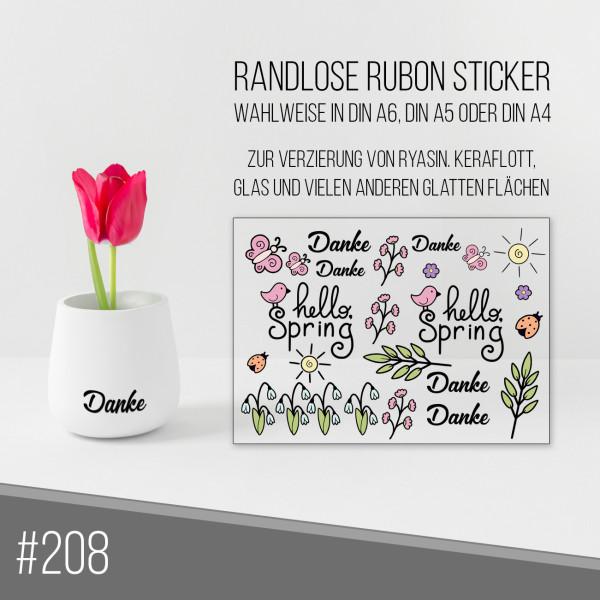 randlose Rub-on Sticker M208 Frühling, Blumen, Spring