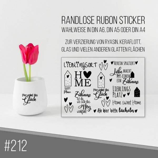 randlose Rub-on Sticker M212 Home sweet Home, Zuhause