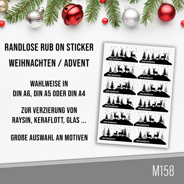 randlose Rub-on Sticker M158 Rentiere im Wald