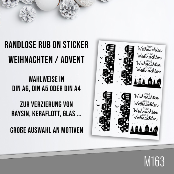 randlose Rub-on Sticker M163 Häuser Weihnachten