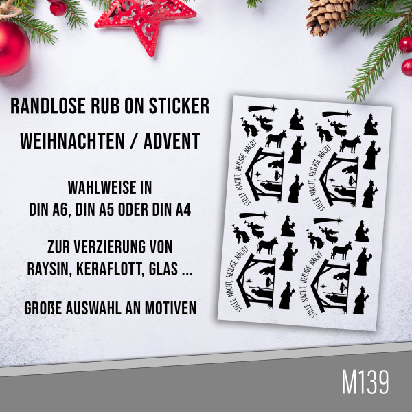 randlose Rub-on Sticker M139 Weihnachtskrippe