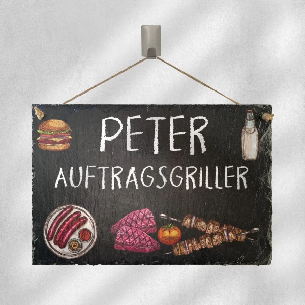 Schieferschild "Auftragsgriller" - personalisierbar