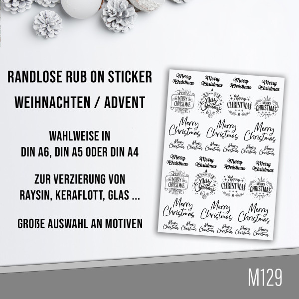 randlose Rub-on Sticker M129 Merry Christmas