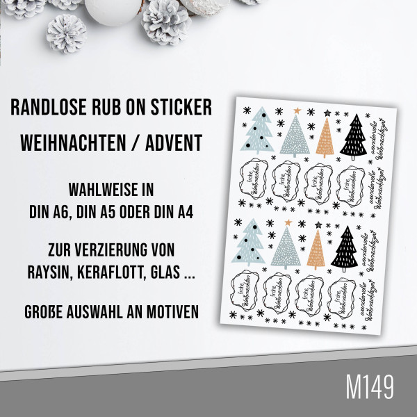 randlose Rub-on Sticker M149 Weihnachtsbäume