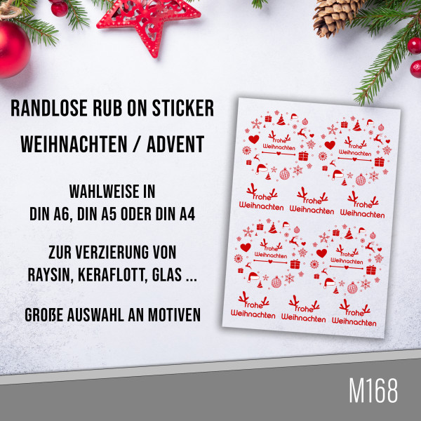 randlose Rub-on Sticker M168 Weihnachten