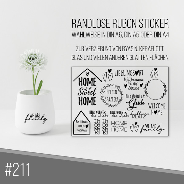 randlose Rub-on Sticker M211 Home sweet Home, Zuhause