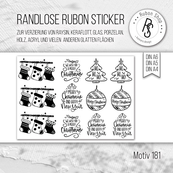 randlose Rub-on Sticker M181 Weihnachtliche Motive