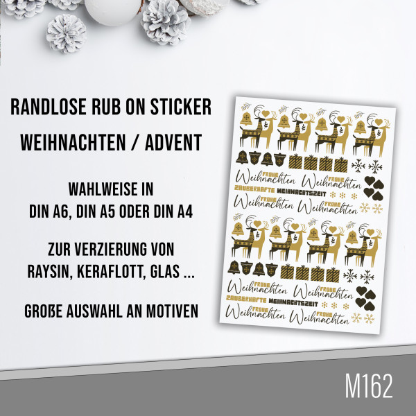 randlose Rub-on Sticker M162 Winter Weihnachten