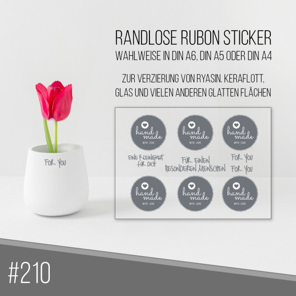 randlose Rub-on Sticker M210 Made with love, Handmade