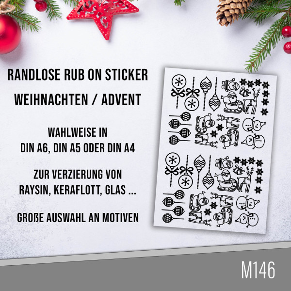 randlose Rub-on Sticker M146 Weihnachtsmotive